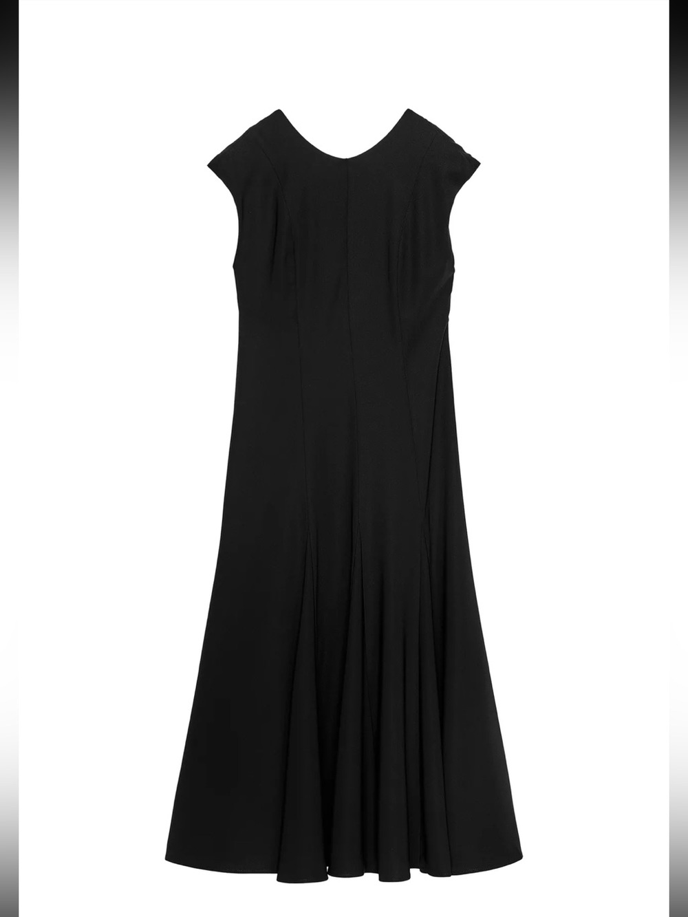 Zara Black Cap-Sleeve Midi Dress